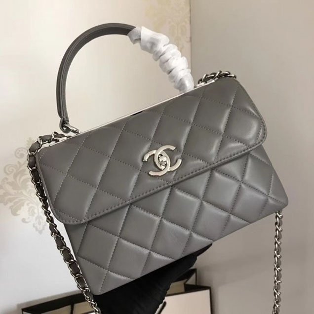 Chanel Trendy CC Small Flap Top Handle Bag A92236 Gray/Silver