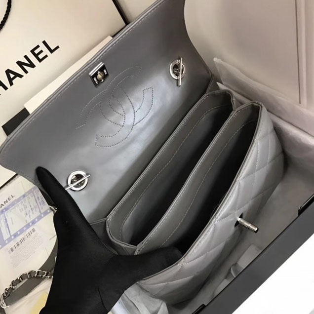 Chanel Trendy CC Small Flap Top Handle Bag A92236 Gray/Silver