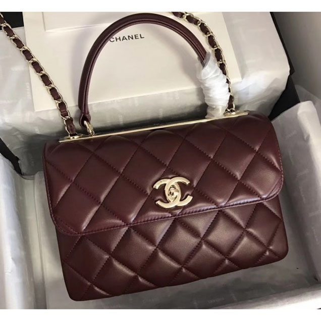 Chanel Trendy CC Small Flap Top Handle Bag A92236 Burgundy/Gold