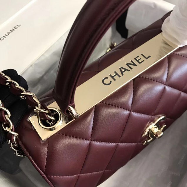 Chanel Trendy CC Small Flap Top Handle Bag A92236 Burgundy/Gold