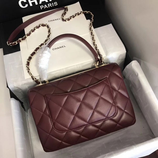 Chanel Trendy CC Small Flap Top Handle Bag A92236 Burgundy/Gold