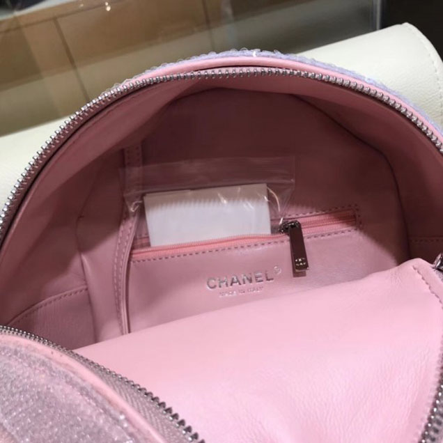 Chanel Sequins Flap Mini Backpack Bag A57418 Pink 2018