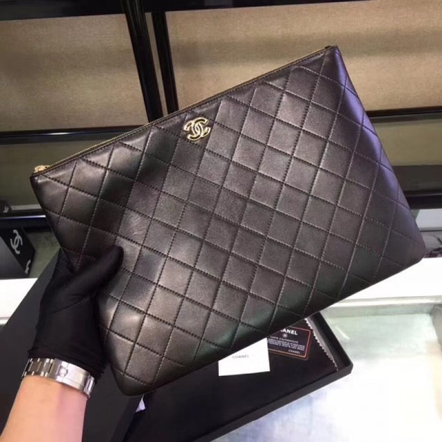 Chanel Quilting Pouch Clutch Bag Black 2018