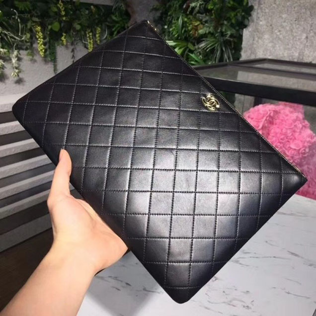 Chanel Quilting Pouch Clutch Bag Black 2018