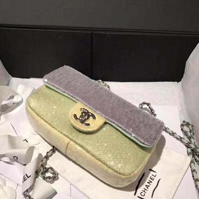 Chanel Sequins Flap Mini Bag A57412 Green 2018
