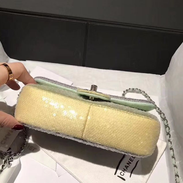 Chanel Sequins Flap Mini Bag A57412 Green 2018