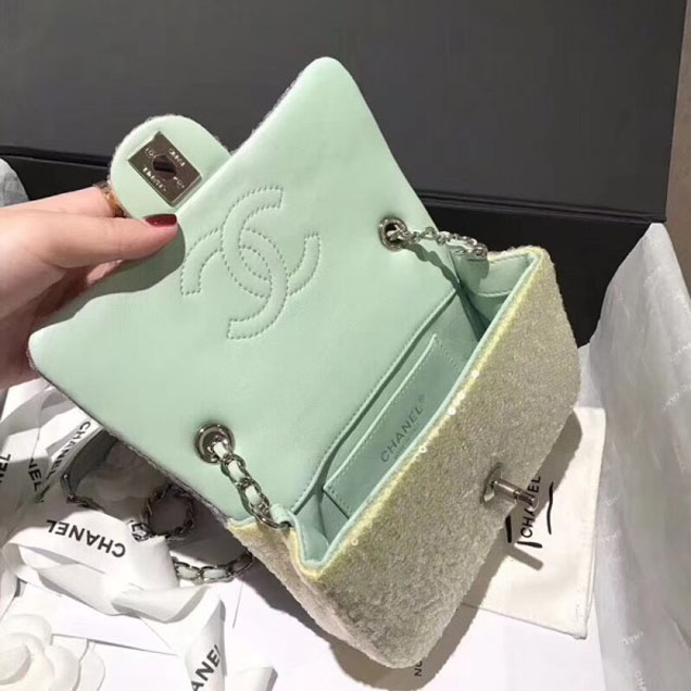 Chanel Sequins Flap Mini Bag A57412 Green 2018