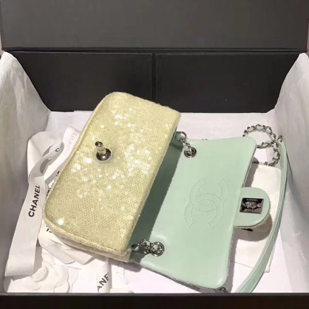 Chanel Sequins Flap Mini Bag A57412 Green 2018