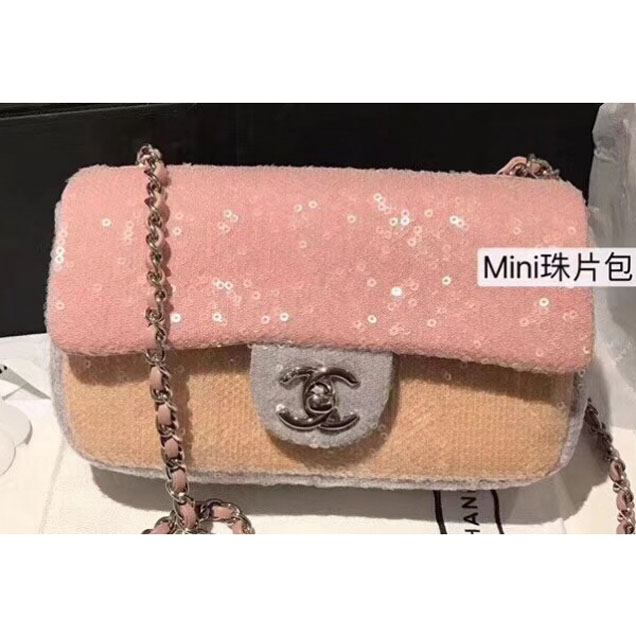 Chanel Sequins Flap Mini Bag A57412 Pink 2018