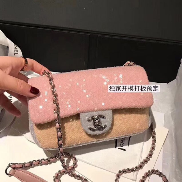 Chanel Sequins Flap Mini Bag A57412 Pink 2018