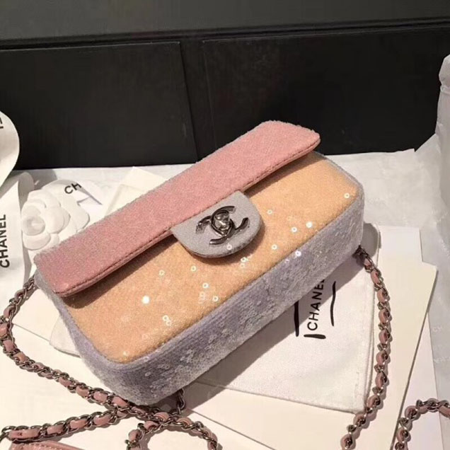 Chanel Sequins Flap Mini Bag A57412 Pink 2018