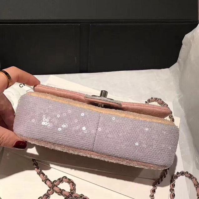 Chanel Sequins Flap Mini Bag A57412 Pink 2018