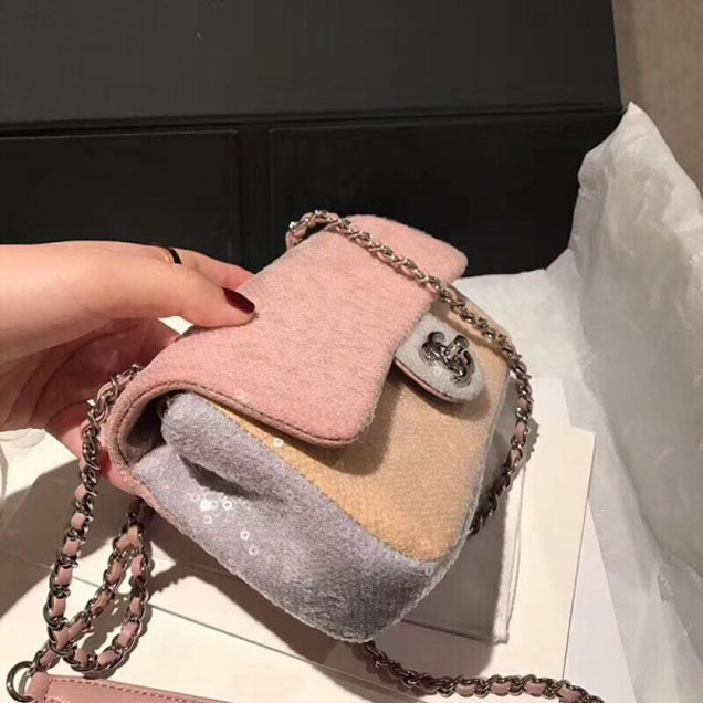 Chanel Sequins Flap Mini Bag A57412 Pink 2018