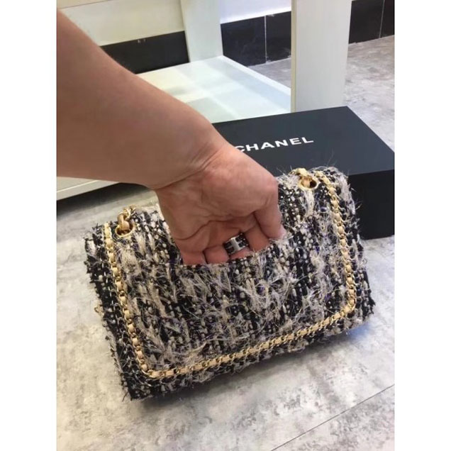 Chanel Chain Around Tweed Classic Flap Bag A1112 Apricot 2018