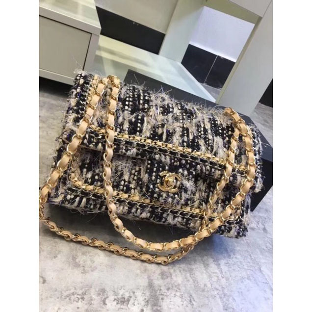 Chanel Chain Around Tweed Classic Flap Bag A1112 Apricot 2018
