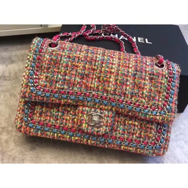 Chanel Chain Around Tweed Classic Flap Bag A1112 Fuchsia 2018