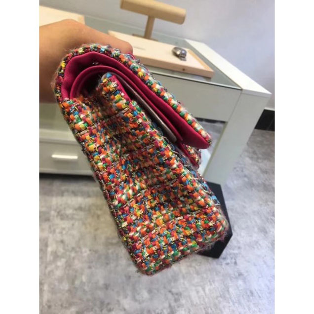 Chanel Chain Around Tweed Classic Flap Bag A1112 Fuchsia 2018