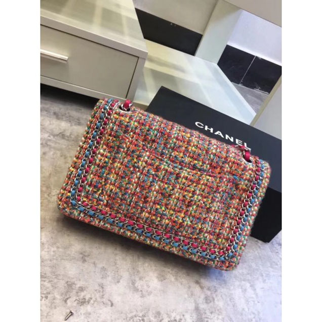 Chanel Chain Around Tweed Classic Flap Bag A1112 Fuchsia 2018