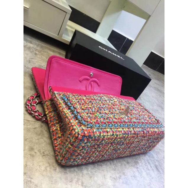 Chanel Chain Around Tweed Classic Flap Bag A1112 Fuchsia 2018