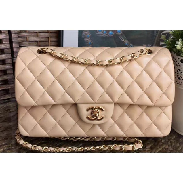 Chanel Classic Flap Medium Bag A1112 Apricot in Sheepskin Leather with Gold Hardware