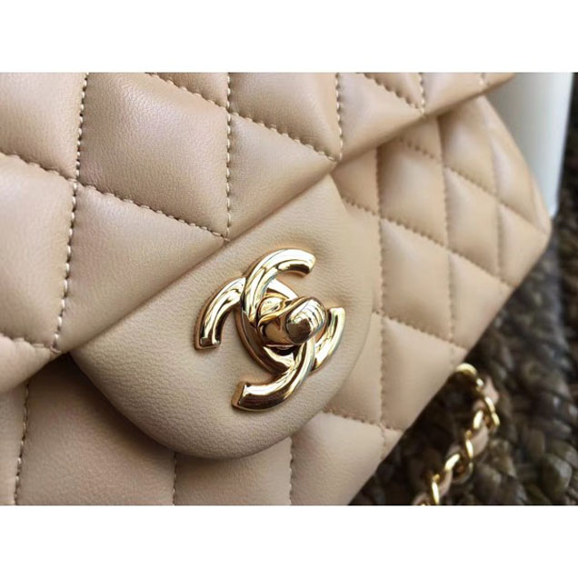 Chanel Classic Flap Medium Bag A1112 Apricot in Sheepskin Leather with Gold Hardware