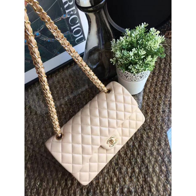 Chanel Classic Flap Medium Bag A1112 Apricot in Sheepskin Leather with Gold Hardware