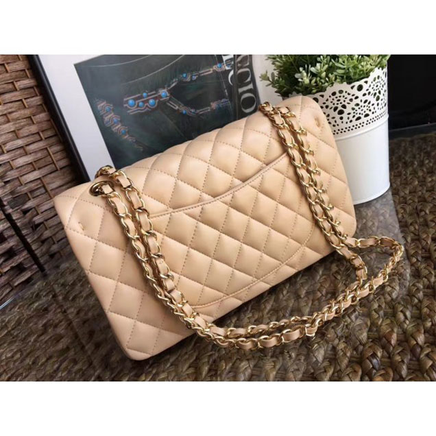 Chanel Classic Flap Medium Bag A1112 Apricot in Sheepskin Leather with Gold Hardware