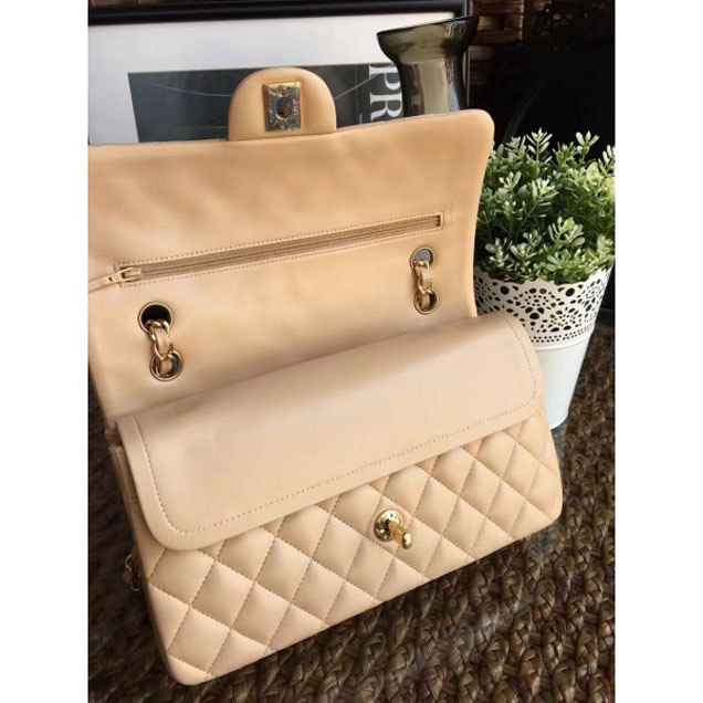 Chanel Classic Flap Medium Bag A1112 Apricot in Sheepskin Leather with Gold Hardware