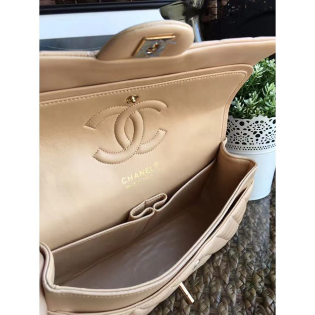 Chanel Classic Flap Medium Bag A1112 Apricot in Sheepskin Leather with Gold Hardware