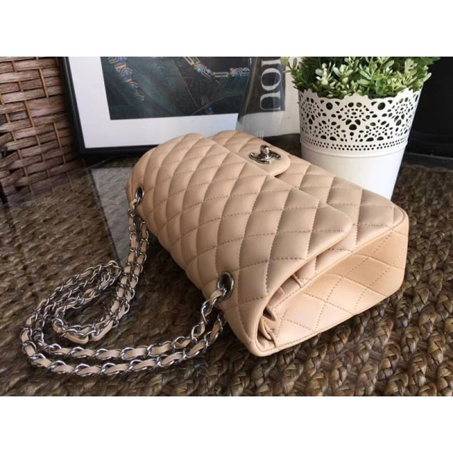 Chanel Classic Flap Medium Bag A1112 Apricot in Sheepskin Leather with Silver Hardware