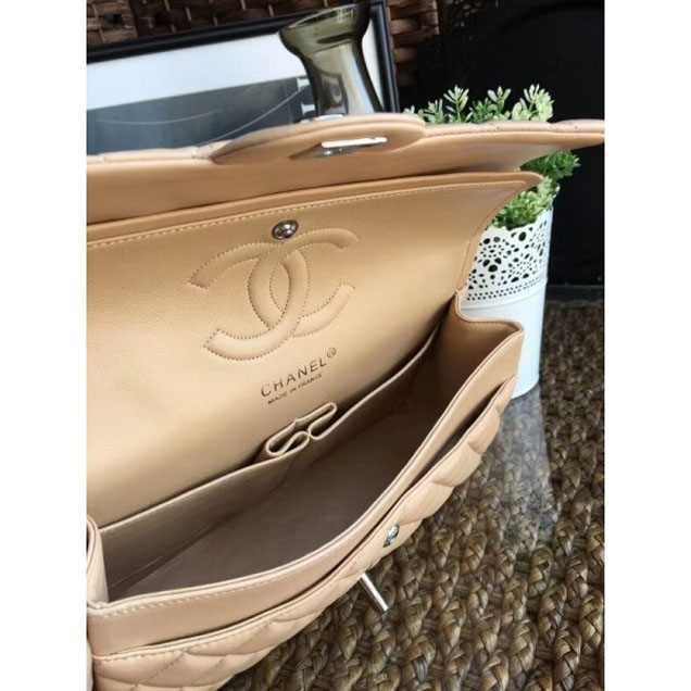 Chanel Classic Flap Medium Bag A1112 Apricot in Sheepskin Leather with Silver Hardware