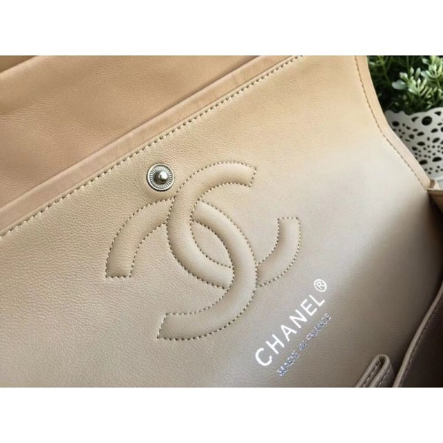 Chanel Classic Flap Medium Bag A1112 Apricot in Sheepskin Leather with Silver Hardware