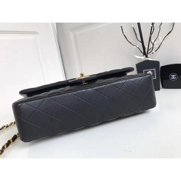 Chanel Classic Flap Medium Bag A1112 Black in Sheepskin Leather with Gold Hardware
