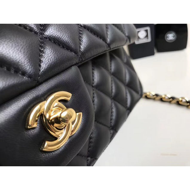 Chanel Classic Flap Medium Bag A1112 Black in Sheepskin Leather with Gold Hardware
