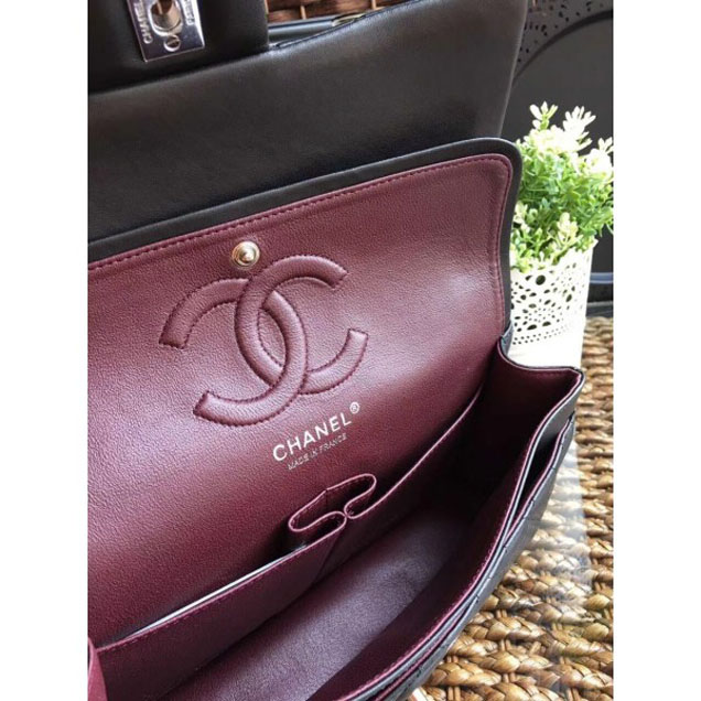 Chanel Classic Flap Medium Bag A1112 Black in Sheepskin Leather with Silver Hardware