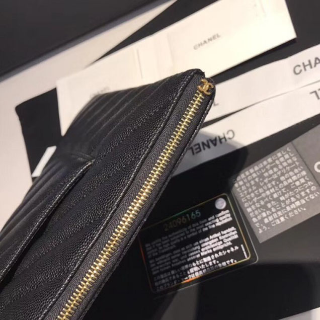 Chanel Caviar Leather Owl Charms Chevron Pouch Clutch Small Bag A82545 Black 2018