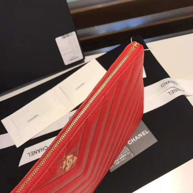 Chanel Caviar Leather Owl Charms Chevron Pouch Clutch Small Bag A82545 Red 2018
