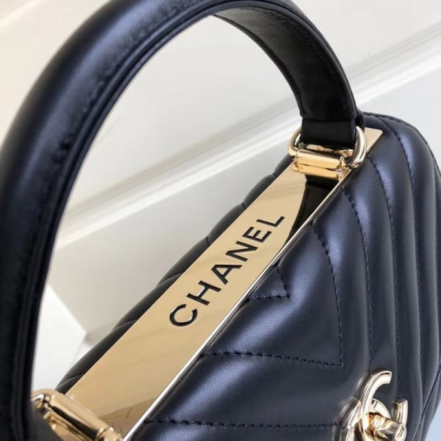 Chanel Chevron Trendy CC Small Flap Top Handle Bag A92236 Black 2018