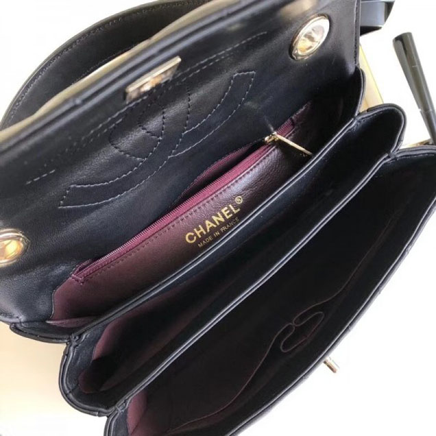 Chanel Chevron Trendy CC Small Flap Top Handle Bag A92236 Black 2018