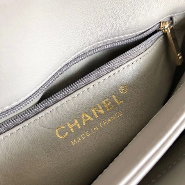 Chanel Chevron Trendy CC Small Flap Top Handle Bag A92236 Light Gray 2018