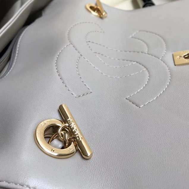 Chanel Chevron Trendy CC Small Flap Top Handle Bag A92236 Light Gray 2018
