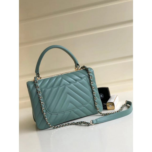 Chanel Chevron Trendy CC Small Flap Top Handle Bag A92236 Light Green 2018
