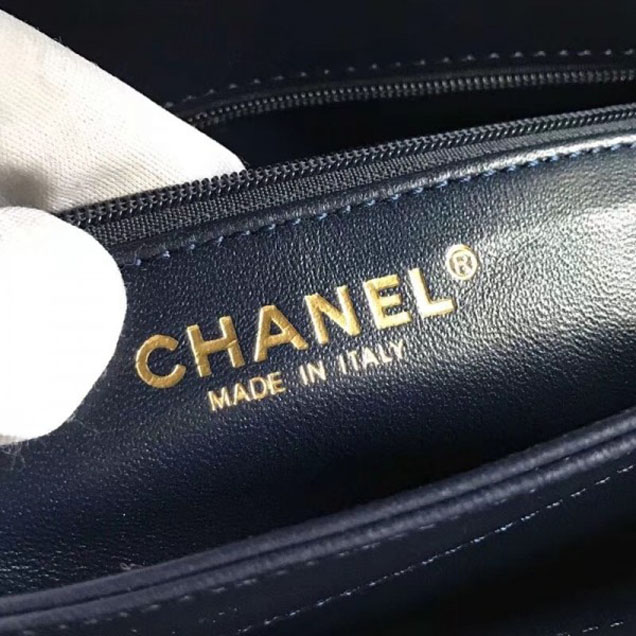 Chanel Chevron Trendy CC Small Flap Top Handle Bag A92236 Navy Blue 2018