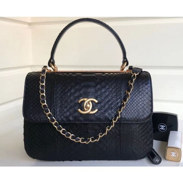 Chanel Python Trendy CC Small Flap Top Handle Bag A92236/A92723 Black 2018