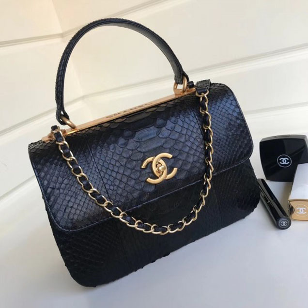 Chanel Python Trendy CC Small Flap Top Handle Bag A92236/A92723 Black 2018