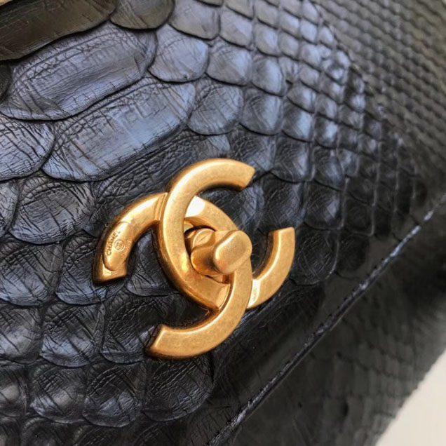 Chanel Python Trendy CC Small Flap Top Handle Bag A92236/A92723 Black 2018