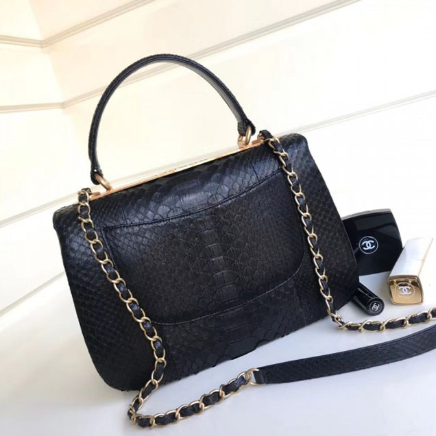 Chanel Python Trendy CC Small Flap Top Handle Bag A92236/A92723 Black 2018