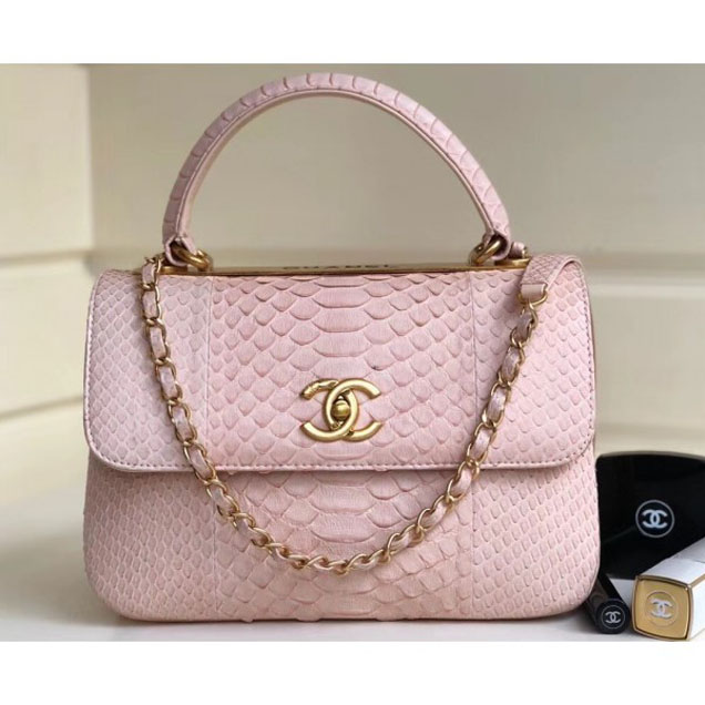 Chanel Python Trendy CC Small Flap Top Handle Bag A92236/A92723 Light Pink 2018