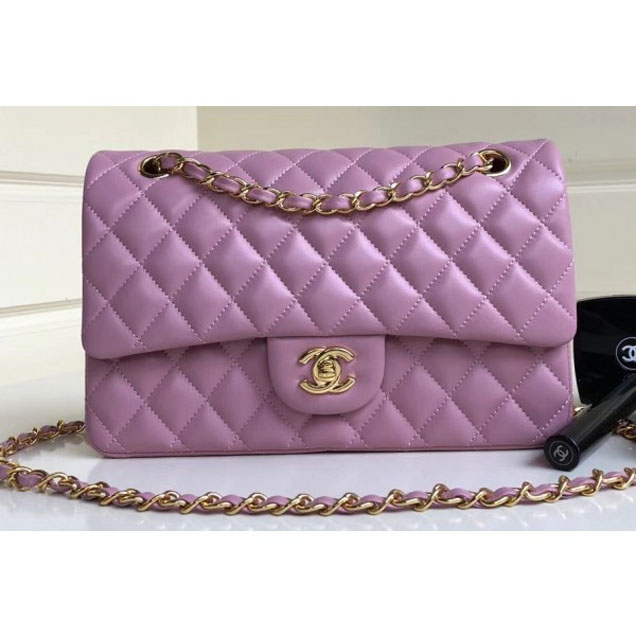 Chanel Classic Flap Medium Bag A1112 Pink in Sheepskin Leather with Gold Hardware