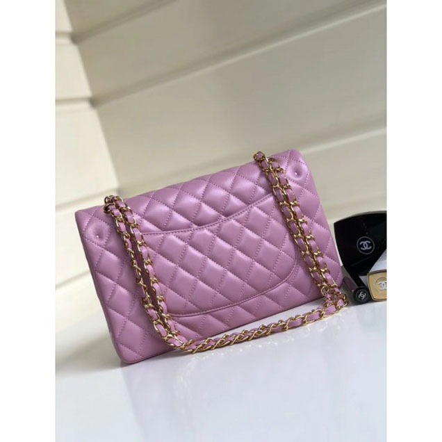 Chanel Classic Flap Medium Bag A1112 Pink in Sheepskin Leather with Gold Hardware